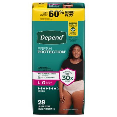 Depend Fresh Protection Adult Incontinence & Postpartum Underwear for Women - Maximum Absorbency - L - Blush - 28ct