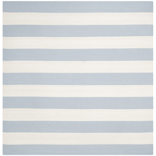Brookvale Striped Handmade Cotton Sky Blue/Ivory Area Rug