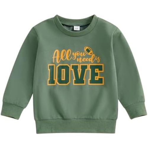 Unisex Baby Boy Girl Football Outfit All You Need is Love Sweatshirt Oversized Crewneck Funny Letters Pullover Hoodie