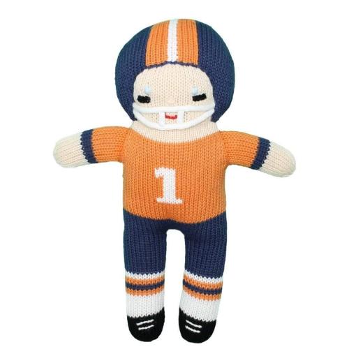Football Player Knit Doll - Orange & Navy