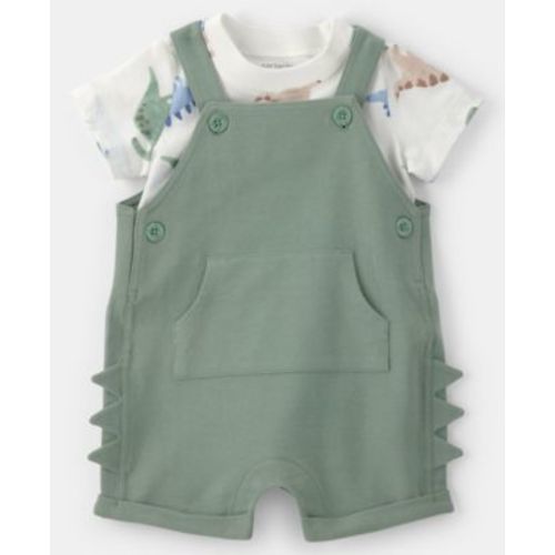 Carter's Baby Boys' Dinosaur Short-Sleeve T-Shirt and Spiked Shortall, 2-Piece Set