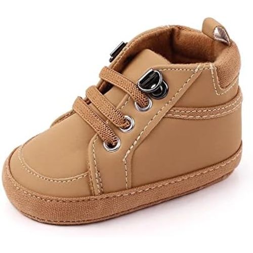 Sekantrol Baby Boys Girls First Walker Crib Newborn Shoes, Soft Rubber Sole Infant Sneakers Fashion High-Top Non-Slip Toddler Dress Moccasins Shoes