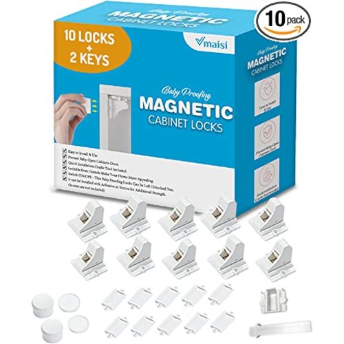Adhesive Magnetic Locks for Cabinets & Drawers