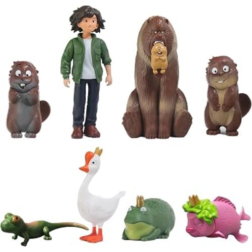 Hoppers Action Figures,Cartoon Animal Movie Figurines Set, Beaver Frog Goose Bear Character Figures, Collectible Action Figures for Display, Mini Statue Set for Shelf Desk Decoration (8PCS)