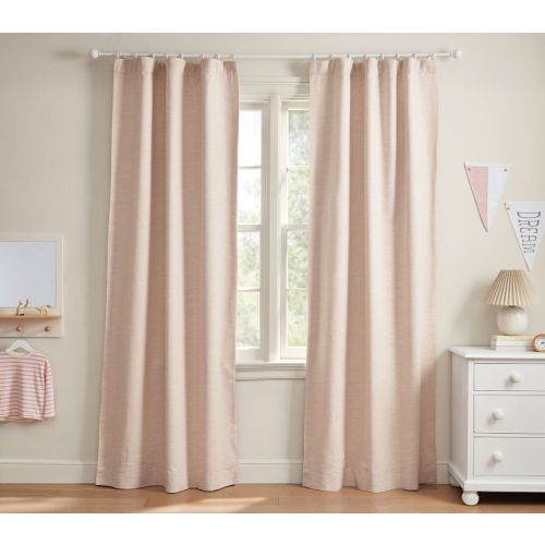Pottery Barn Kids Evelyn Linen Kids Blackout Curtain (Set of 2) - 54"W x 84"L, Blush