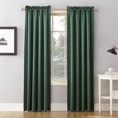 54"x63" Sun Zero Room Darkening Seymour Rod Pocket Curtain Panel Everglade: Green Thermal Insulated Noise Reducing