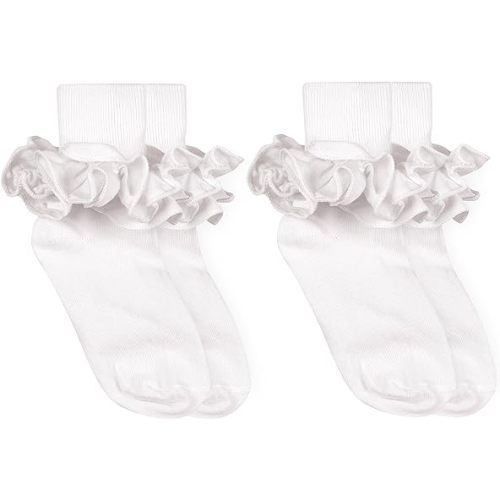 Jefferies Socks Girls Misty Ruffle Lace School Dress Turn Cuff Socks 2 Pair Pack