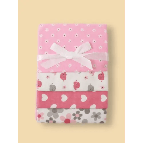 4pcs Baby Swaddle Blanket Set, Printed With Clouds, Elephants & Cars, Soft Flannel Wrap | SHEIN USA