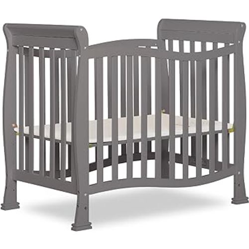 Dream On Me Violet 4-in-1 Convertible Mini Crib in Steel Grey, Greenguard Gold Certified, JPMA Certified, 3 Position Mattress Height Settings, Non-Toxic Finish