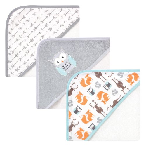 Hudson Baby Infant Unisex Cotton Rich Hooded Towels, Owl, One Size - Owl - One Size