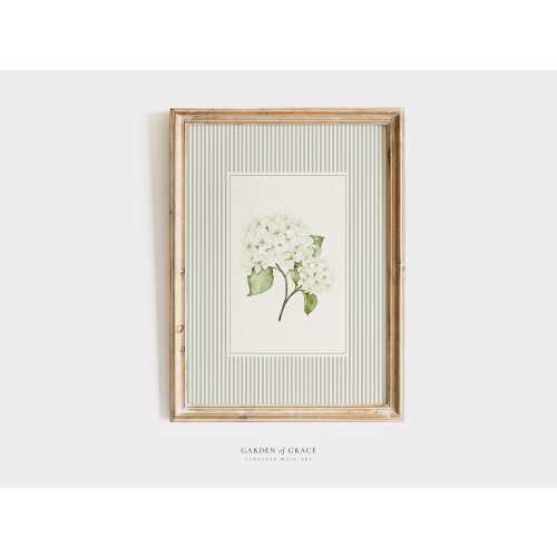 White Hydrangea Nursery Wall Art | Sage Green Farmhouse Girl's Room Flower Decor | Endless Summer Poster | Cottagecore Floral Illustration