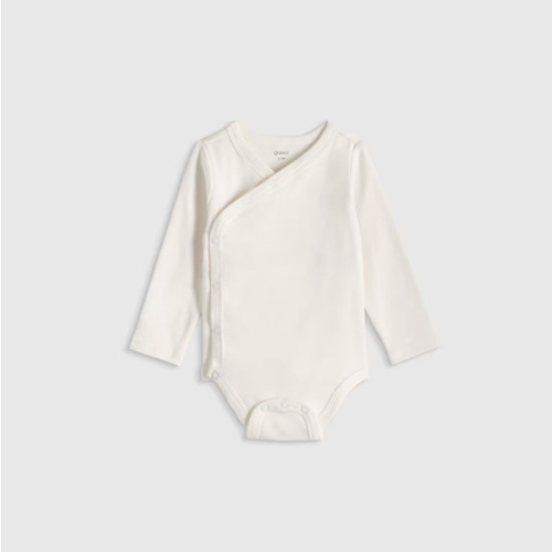 100% Organic Cotton Long Sleeve Kimono Bodysuit - Baby in Navy