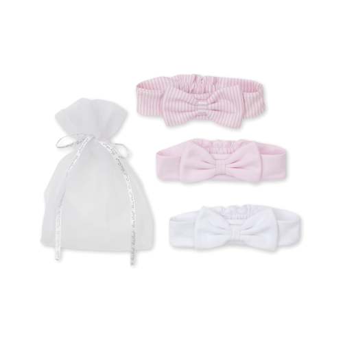Pink Stripe 3 Pack Headband Set w/ Tulle Bag
