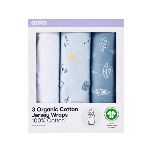 Anko 3 Pack Organic Cotton Jersey Wraps