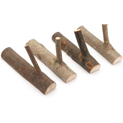 YANGQIHOME Pack of 4 Vintage Real Wood Tree Branch Wall Hook,Rustic Decorative Wood Adhesive Hooks. Key Holder, Coat Hook,Strong Suction Hooks. (Width 1.5cm-2cm)