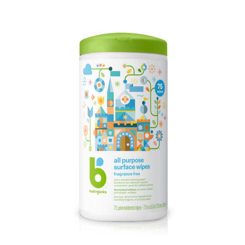 Babyganics All-Purpose Surface Wipes, Fragrance-Free, 75 Count