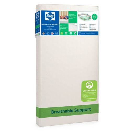 Sealy Orion 2-Stage Antibacterial Baby Crib Mattress and Toddler Bed Mattress - White: Hypoallergenic, Ultra Firm, 6 Inch Thickness, Waterproof Cover