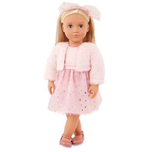 Our Generation Miranda 18" Fashion Doll in Pink Dress Outfit: Blonde Hair, Blue Eyes, Plastic & Polyester