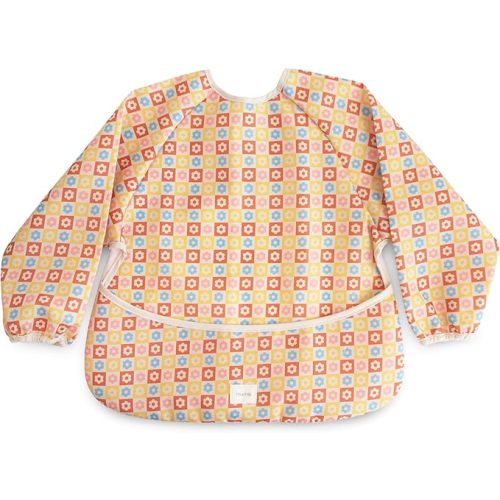 mushie Long Sleeve Baby Bib | Water Resistant Adjustable Fit for Ages 6-24 Months