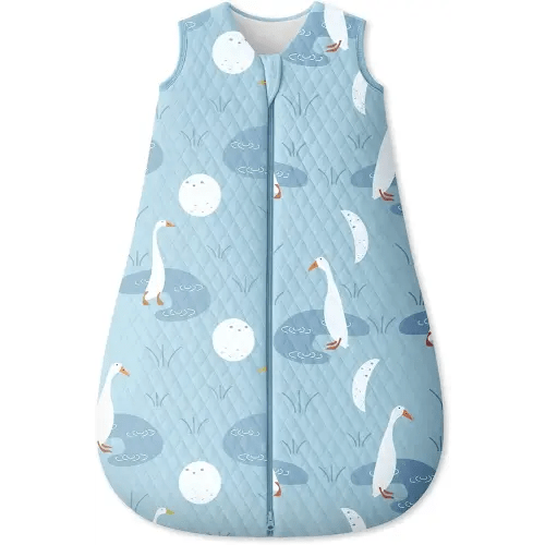 Baby Sleep Sack 6-12 Months 1.5 Tog Baby Wearable Blanket 100% Cotton Fabric Warm Sleeping sack with 2-Way Zipper Quilted for Infant Newborn Tog Blue Duck