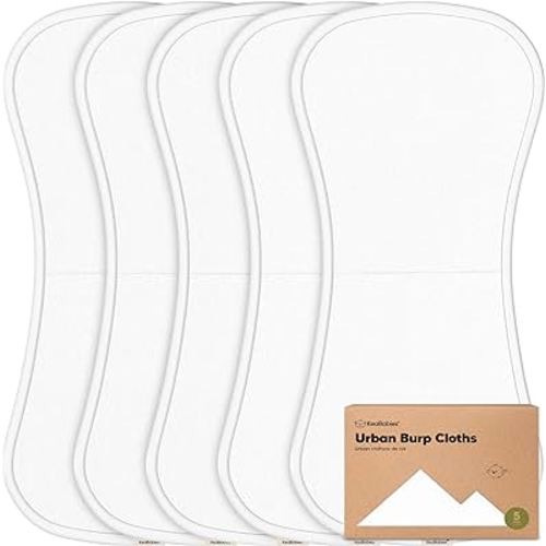 5-Pack Organic Burp Cloths for Baby Boys and Girls - Ultra Absorbent Burping Cloth, Burp Clothes, Newborn Towel - Milk Spit Up Rags - Burpy Cloth Bib for Unisex, Boy, Girl - Burp Cloths (Soft White)