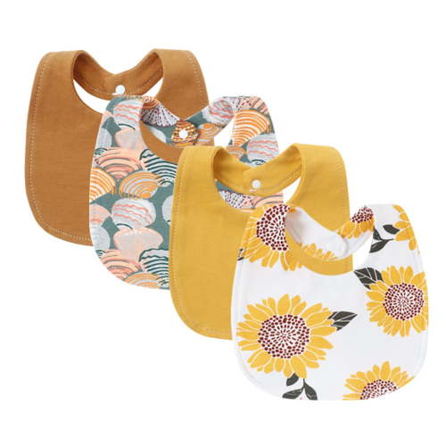 Set of 4pcs Baby Teething Bib Soft Absorbent Saliva Towels Comfortable Toddler Burp Cloths for Infants 0-2 Years