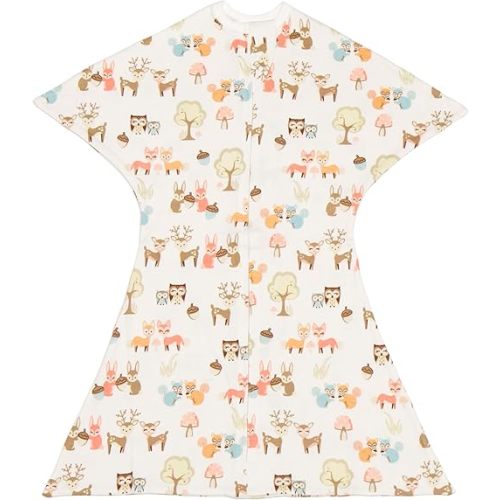 SleepingBaby Zipadee-Zip Transition Swaddle - Cozy Baby Swaddle Blanket with Zipper Convenience - Roomy Wearable Blanket for Easy Diaper Changes - Woodlands, Small (4-8 Month)