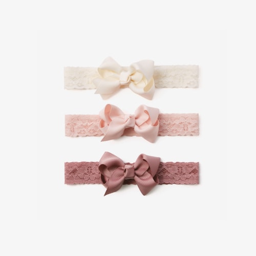 Mauve Lace Baby Girl Headbands 3pk – Elegant Baby