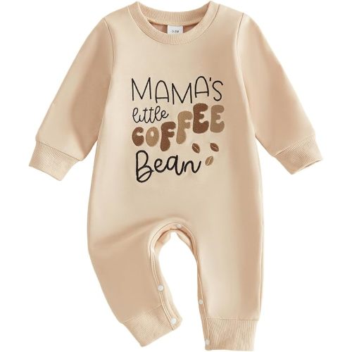 Newborn Baby Boy Girl Fall Romper Mama's Little Coffee Bean Jumpsuit