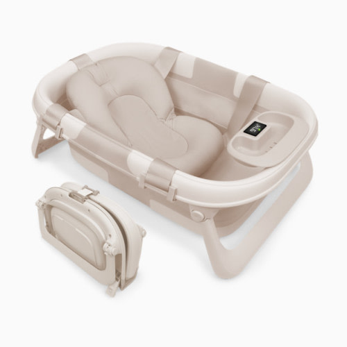 Fold ‘n Store Baby Bathtub With Built-in Thermometer - Oat