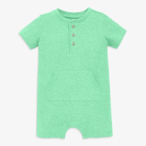 Primary Baby Heathered Henley Shortie In Clover Size 6-12 Months