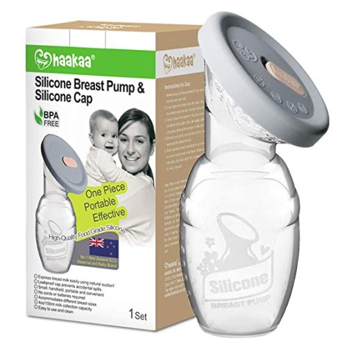 Haakaa Manual Breast Pump Breastfeeding Pump 4oz/100ml+Lid Food Grade Silicone