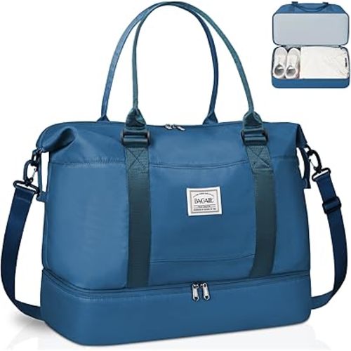 BAGAIL Travel Duffel Bag, Weekender Bags for Women, Overnight Gym Carry On Tote Bag with Wet Pocket, Hospital Mom Bag for Labor and Delivery - Extra Large, Peacock Blue