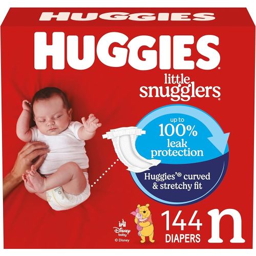 Huggies Size Newborn Diapers, Little Snugglers Baby Diapers, Size Newborn (up to 10 lbs), 144 Count, Packaging May Vary