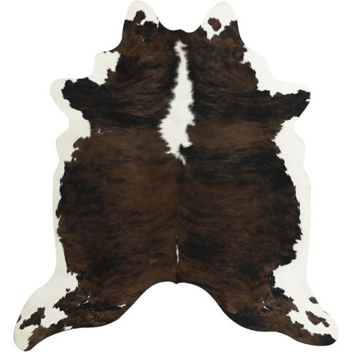 BENRON Premium Cowhide Rug, Faux Cow Hide Rugs for Living Room Bedroom, Cute Animal Hides and Skins for Kids Nursery Western Home Decor, Brown, White, 4.6 x 5.2ft