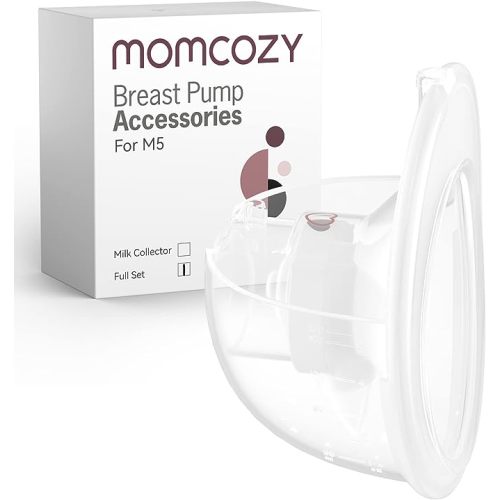 Momcozy M5 Full Set Collector Cup, Original M5 Breast Pump Replacement Accessories, with Double-Sealed 24mm Flanges