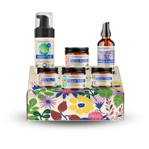 Motherlove Baby Care Gift Box—Clean Organic & Non-GMO Body Care for Newborns, Infants, & Toddlers—Baby Shower Gift & Nursery Essential