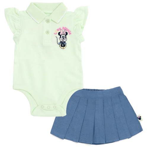 Disney Minnie Mouse Bodysuit and Chambray Pleated Skirt Outfit Set Newborn to Infant