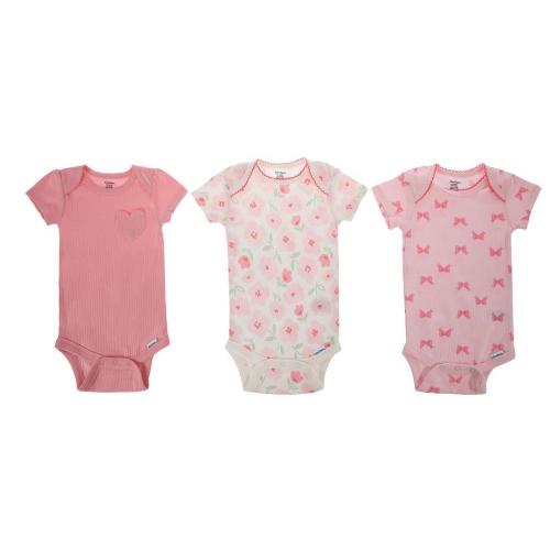 Pink Flowers & Bows Gerber Onesie Set