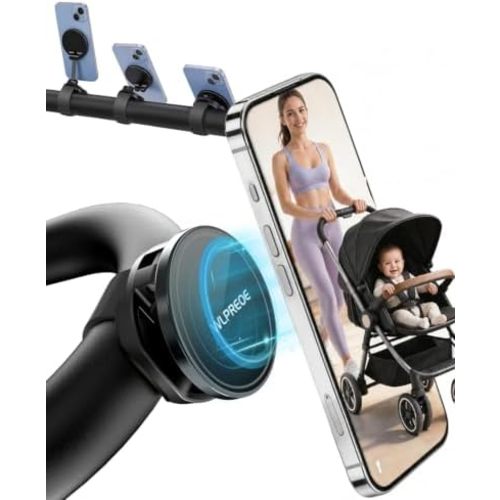 Upgraded Stroller Phone Holder, MagSafe-Compatible, Adjustable&Secure Strap