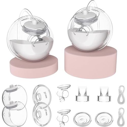 27mm CaraCups Wearable Milk Collection, Hands-Free Collection Cups Compatible with Spectra S1/S2/9 Plus/SG, Fit for Medela/Lansinoh/Zomee, 99.9% Separable Electric Breast Pumps, 2PC