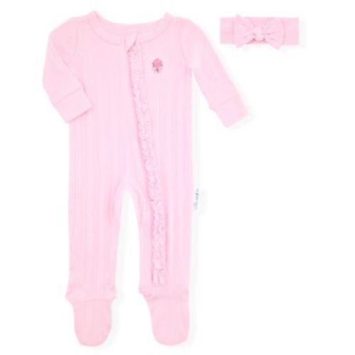 Baby Girls' Zipper Footed Pajama and Bow Headband, 2-Piece Set