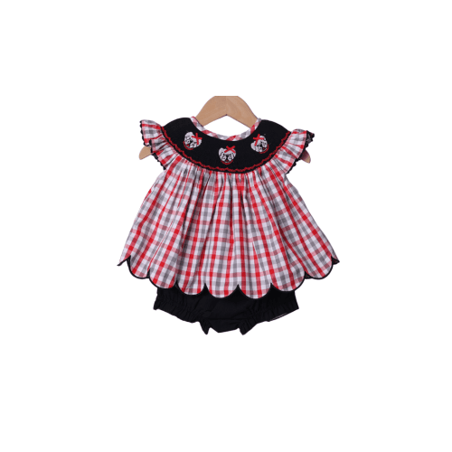 Smocked Red BullDog Bloomer Set