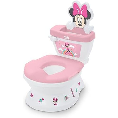 Bright Starts Disney Junior Minnie Mouse My Size Potty Training Toilet, Toddler Potty Chair with Flushing & Cheering Sounds, Removable Seat with Splash Guard & Handles, Ages 18+ Months, Up to 50 lbs