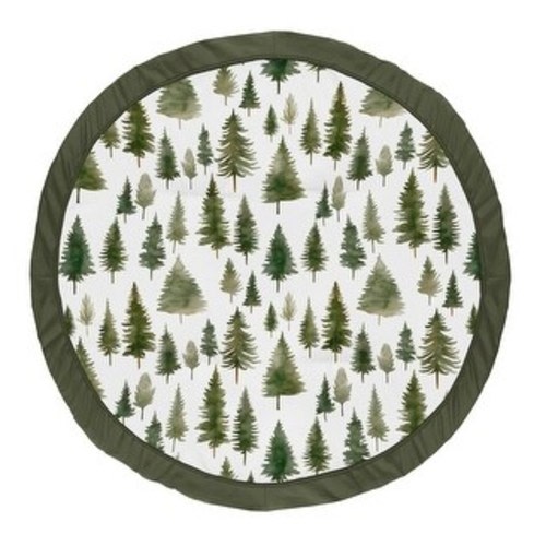 Sweet Jojo Designs Sage Green Woodland Boy Girl Gender Neutral Unisex Baby Tummy Time Playmat Forest Nature Pine Tree Watercolor