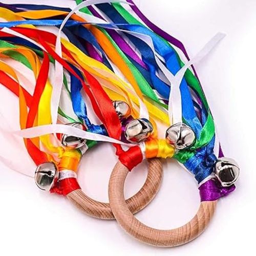 TANOFAR Montessori Toy | Hand Kite | Baby Sensory Toy | Sensory Ribbon Toy | Waldorf Toy | Wooden Baby Toys | Wooden Toddler Toys | Rainbow Hand Kite
