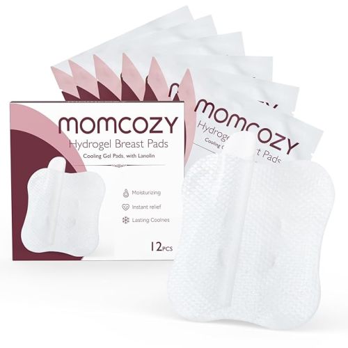 Momcozy Hydrogel Nipple Pads with Soothing Lanolin, Soothies Gel Nursing Pads Provide Instant Cooling Relief for, Breastfeeding Essentials, 12 PCS