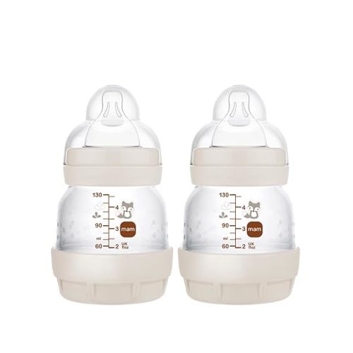 MAM Easy Start Anti-Colic Baby Bottles, Extra Slow Flow, Breastfeeding-Like Silicone Nipple Bottle, Reduces Colic, Gas, & Reflux, Easy-to-Clean, BPA-Free, Vented Baby Bottles for Newborns, 0-3 Months