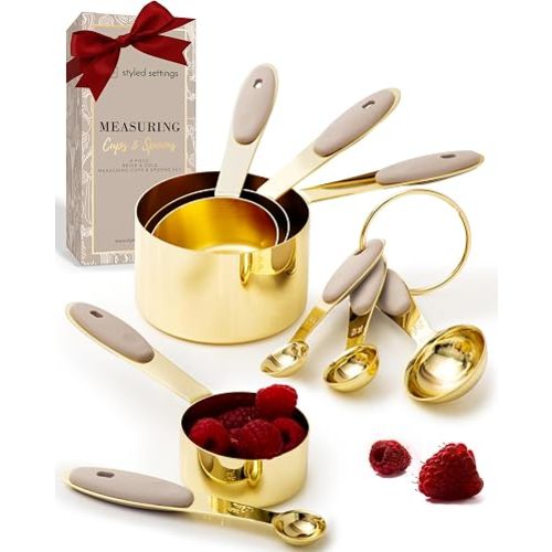 Styled Settings Gold Measuring Cups and Spoons Set, 8-Piece