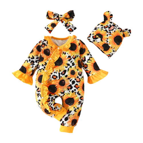 Karoyedx Winter Baby Girl Clothes Newborn Baby Girl Clothes Fall Winter Outfits Infant Jumpsuit Letter Print Romper Coming Home Outfit Orange Size,12-18 Months